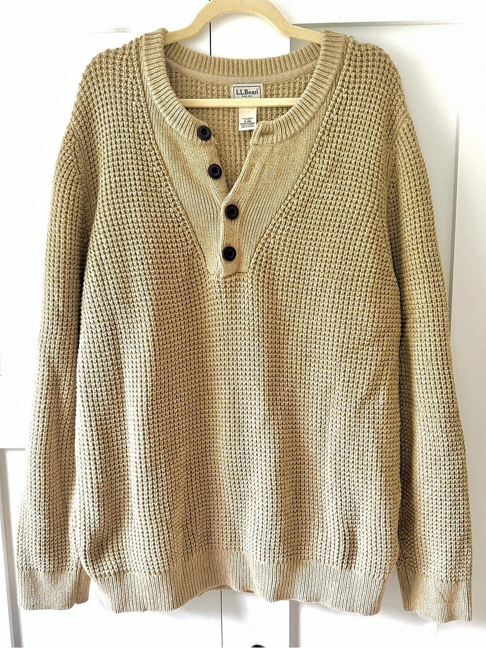 L.L.Bean Organic Cotton Henley Sweater XL
